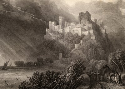 Die Ruinen von Rheinfels, graviert von W. Radclyffe, Illustration aus 